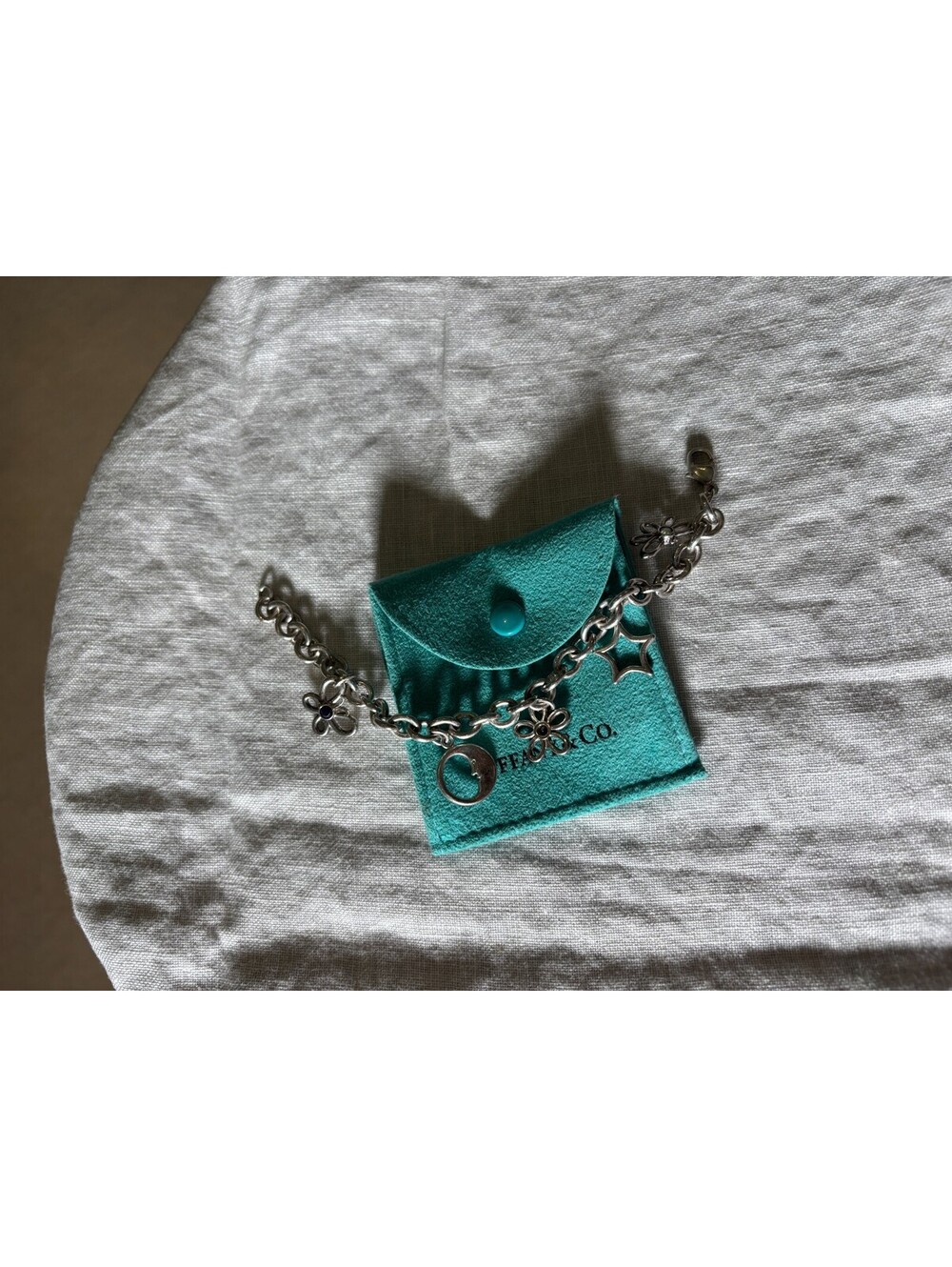 Tiffany & Co. Sterling Silvrer and Gemstone Charm Bracelet